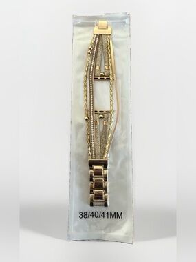WONMILLE Apple Watch Band 38mm 40mm 41mm Gold Rhinestone Leather Bracelet